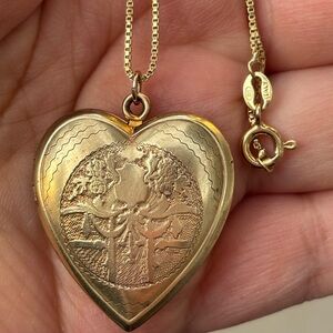 Antique 12K Gold Filled Heart Locket Floral
